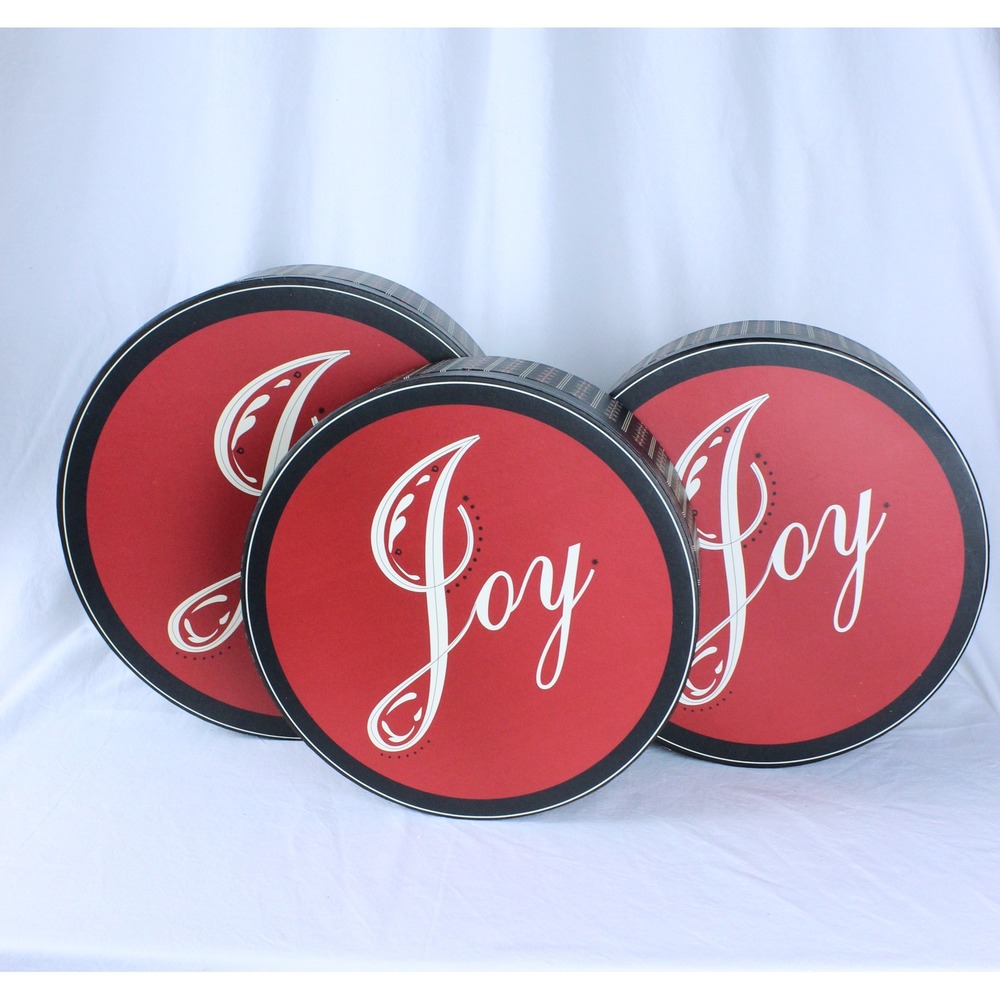 Christmas Nesting Gift Boxes Set Black Red Joy Brother Sister Design Studio 2009
